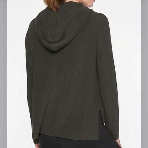 ATHLETA Arbor Green Rest Day Pima Cotton Knit Sweater Hoodie - Picture 2 of 12